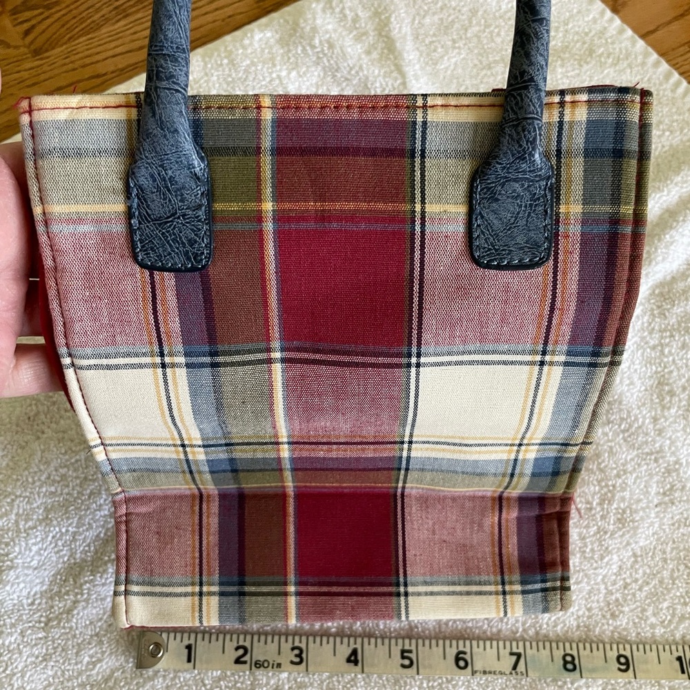 Longaberger Plaid Canvas Tote Bag with  Handles - Classic Red Plaid